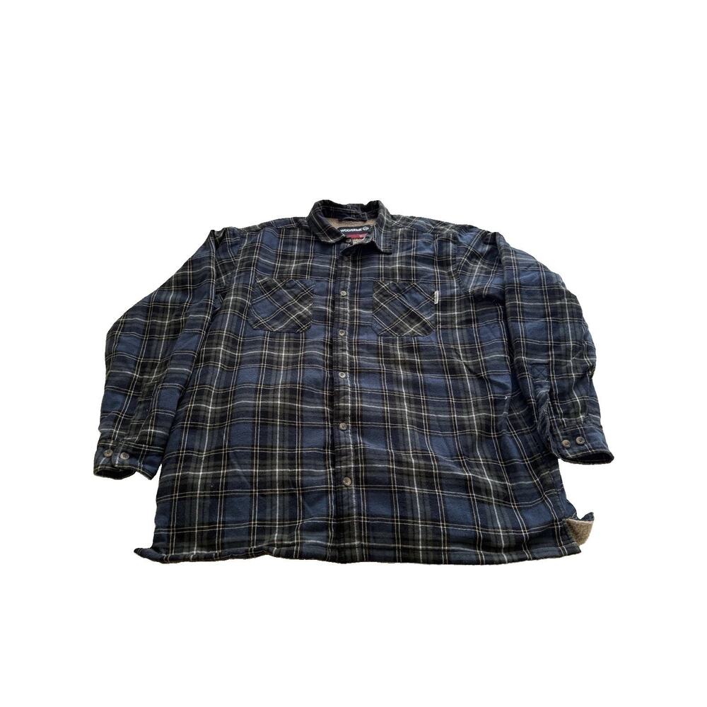 Wolverine Men's Big & Tall Plaid Shacket Long Sleeve JacketButton-Up 2XL Pockets - Picture 2 of 5